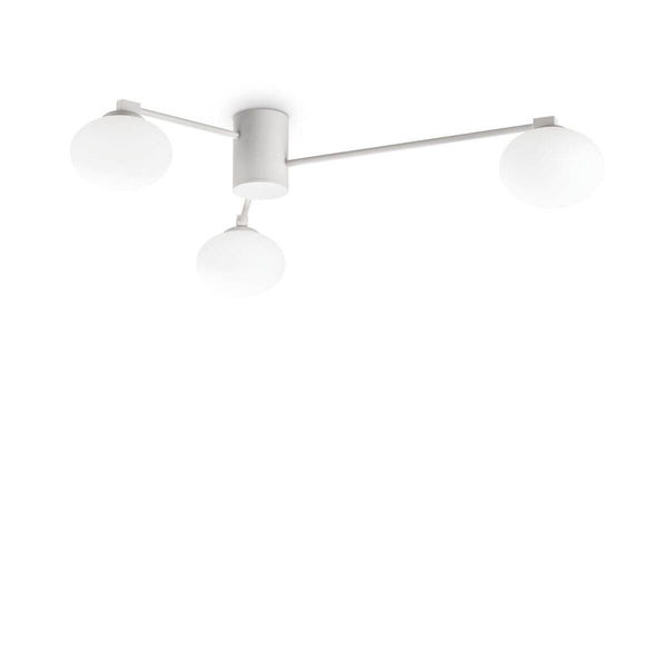 Plafonnier Hermes 3 lumières blanc, verre, Ø 90 cm