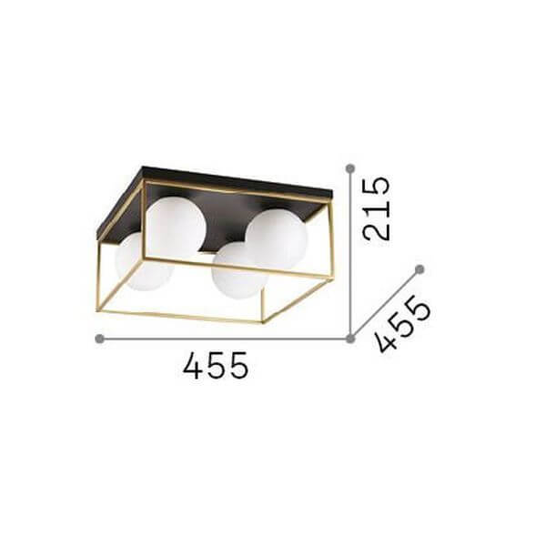 Schéma coté du plafonnier : 455 mm de largeur et 215 mm de hauteur
