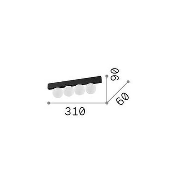 Schéma coté du luminaire : largeur 310 mm, hauteur 90 mm, profondeur 60 mm