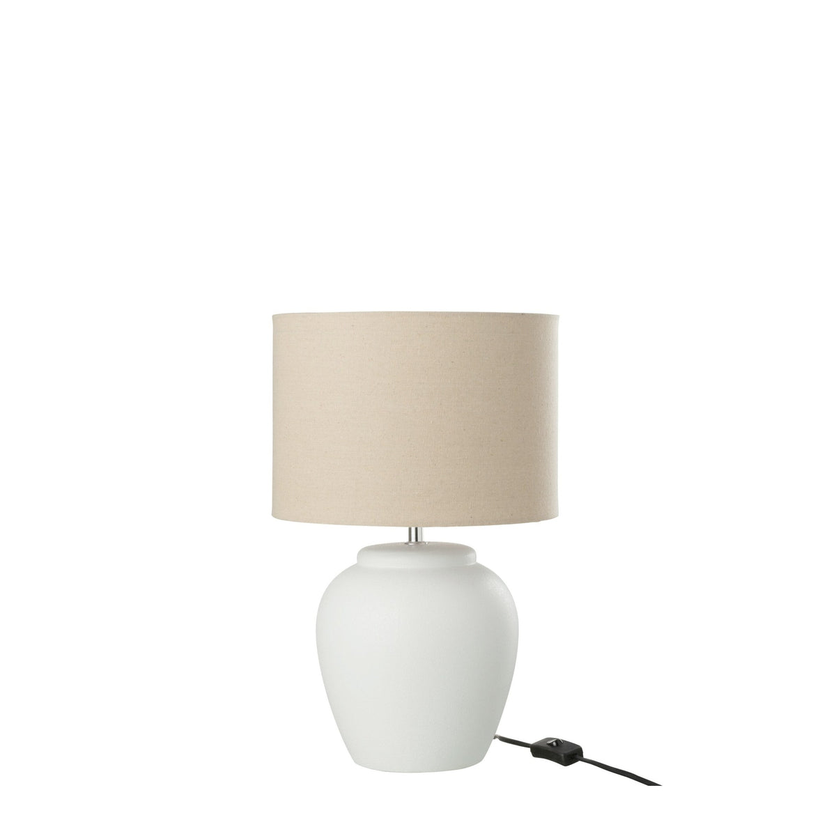 Lampe à poser Meli en céramique blanche, abat-jour en lin, petit modèle