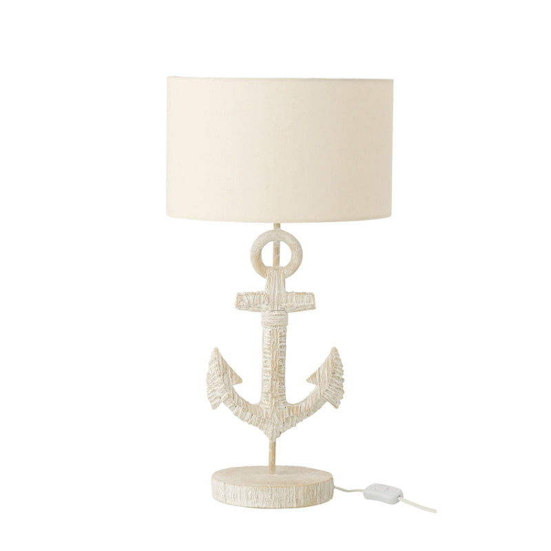 Lampe à poser ancre en polyrésine blanc et naturel