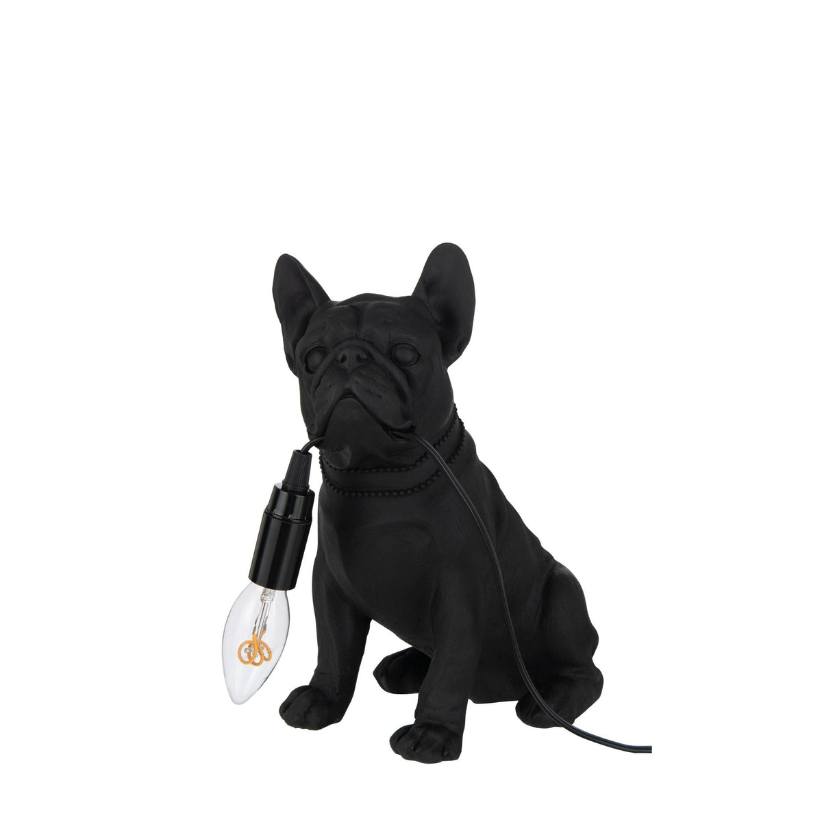 Lampe à poser bouledogue en polyrésine noire
