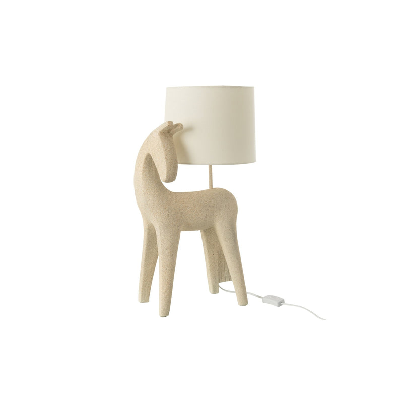 Lampe à poser cheval en résine beige