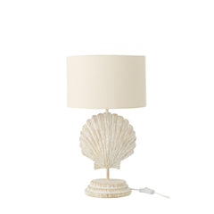 Lampe à poser coquillage en polyrésine blanc et naturel