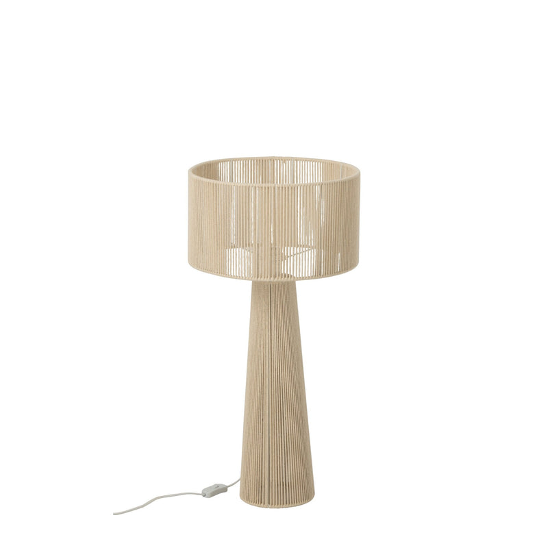 Lampe à poser en corde de papier grège, modèle moyen