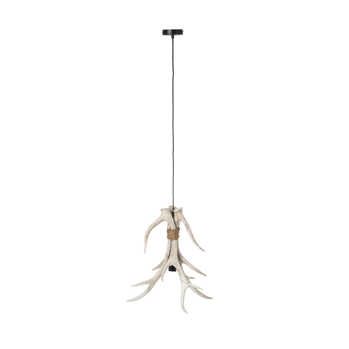 Suspension bois de cerf en polyrésine beige clair, grand modèle