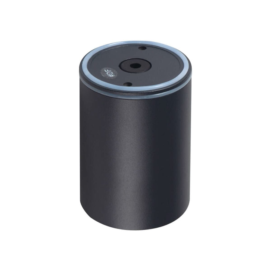 Spot anthracite vu de dessus, corps cylindrique et embase circulaire percée