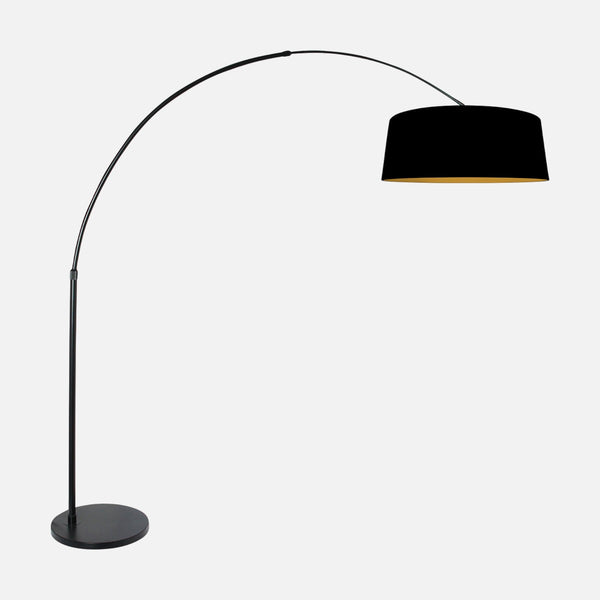 lampadaire arc abat-jour noir doré, réglable Ø 60 cm | Arvo