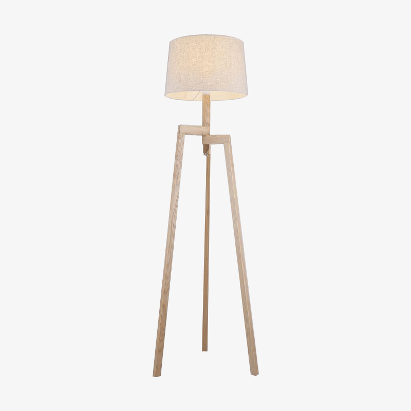 Lampadaire en bois Modern Wood sur 3 pieds avec abat-jour en tissu | Designix - Luminaire - https://designix.fr