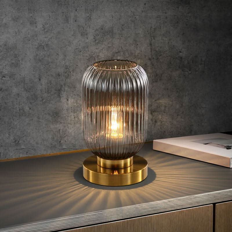 Lampe à Poser en Verre | Lueur Ciselée - Designix Lampe de chevet Blanc | 13cm