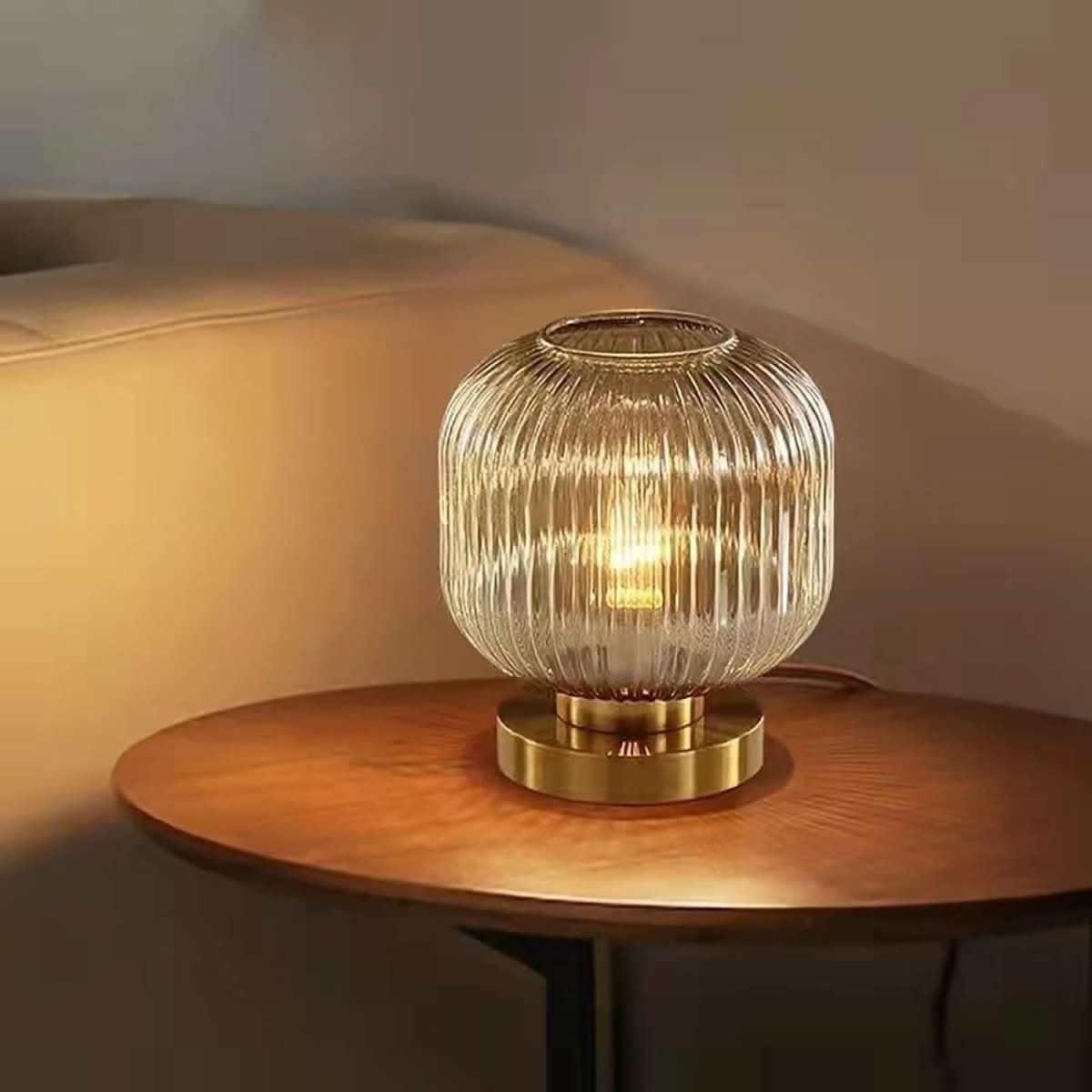 Lampe à Poser en Verre | Lueur Ciselée - Designix Lampe de chevet Blanc | 13cm