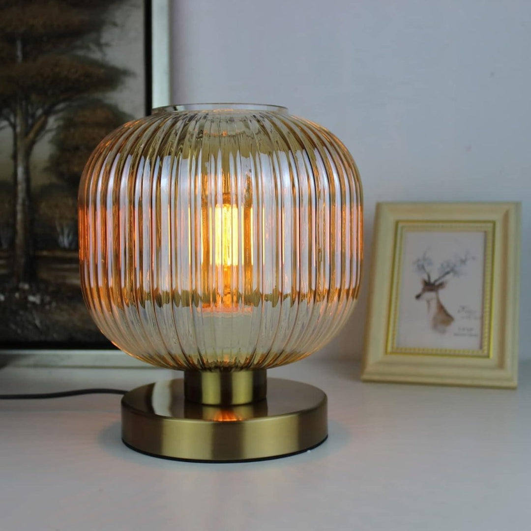 Lampe à Poser en Verre | Lueur Ciselée - Designix Lampe de chevet Blanc | 13cm