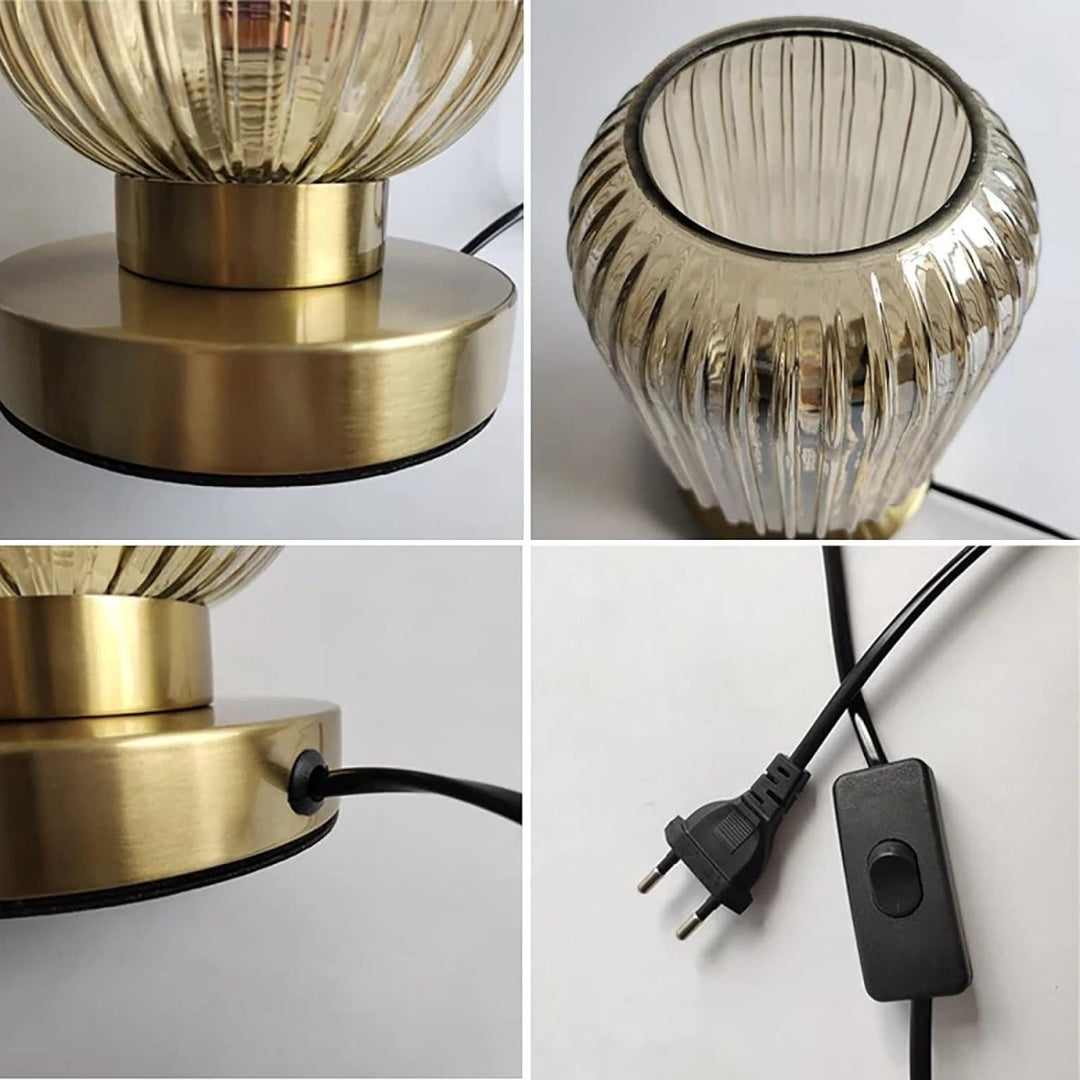 Lampe à Poser en Verre | Lueur Ciselée - Designix Lampe de chevet Blanc | 13cm