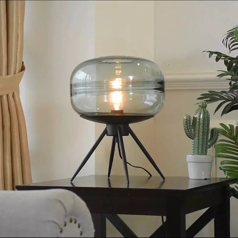 Lampe à Poser en Verre | Sphère Lumineuse - Designix Lampe de chevet Gris Fumé