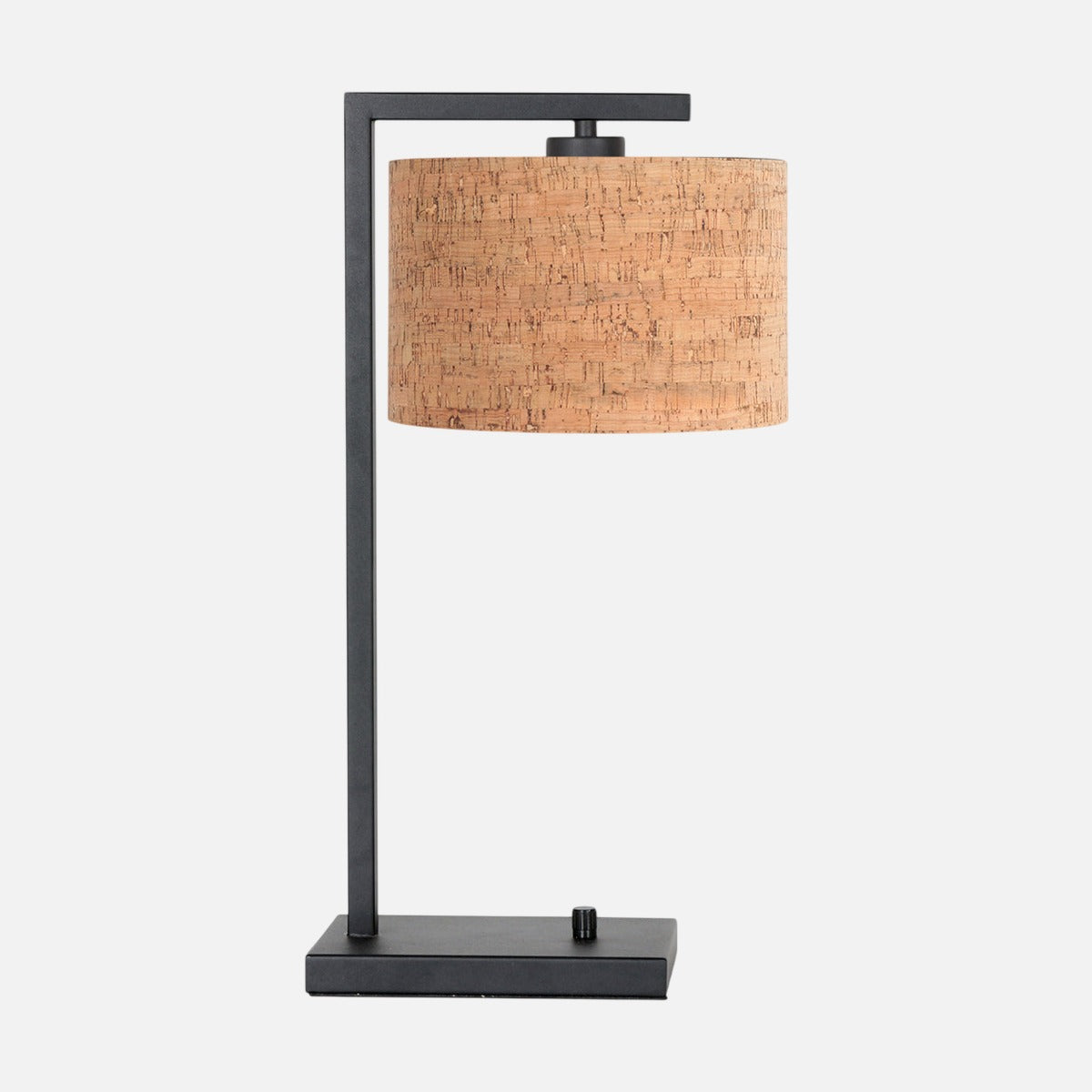 Lampe à poser metal noir Stang, abat-jour liège naturel Ø 20 cm, hauteur 51 cm – Designix.fr
