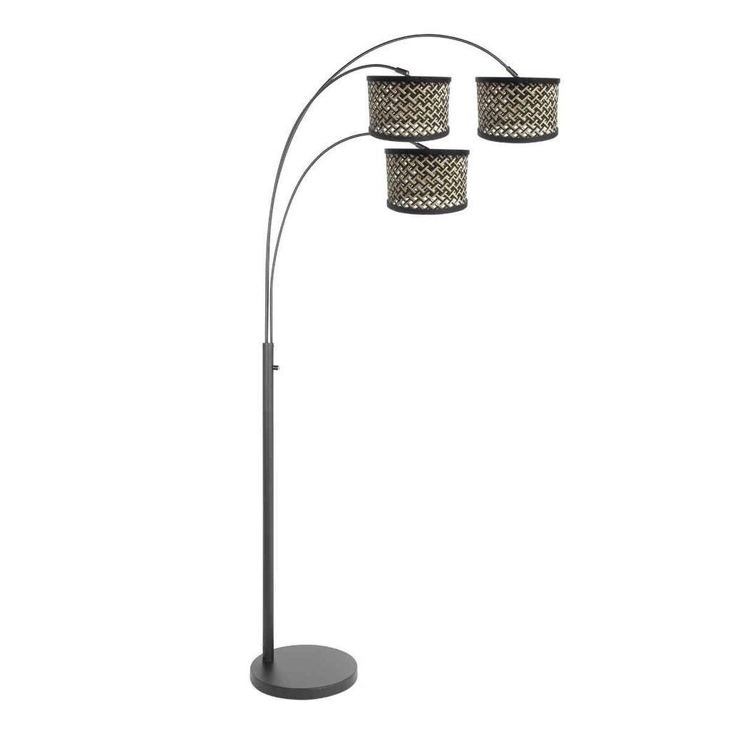 Lampe Arc 3 Lumières Bambou Noir | Yale - Designix Lampadaire