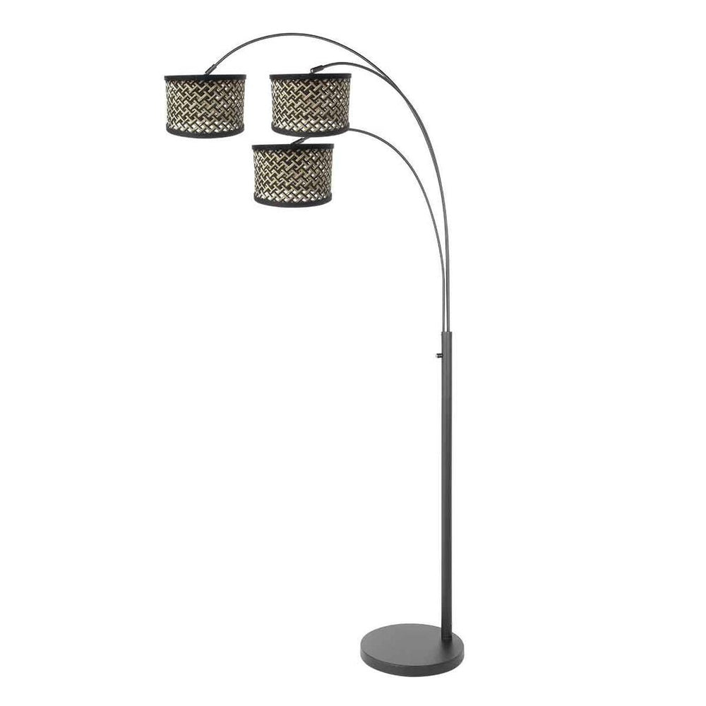 Lampe Arc 3 Lumières Bambou Noir | Yale - Designix Lampadaire