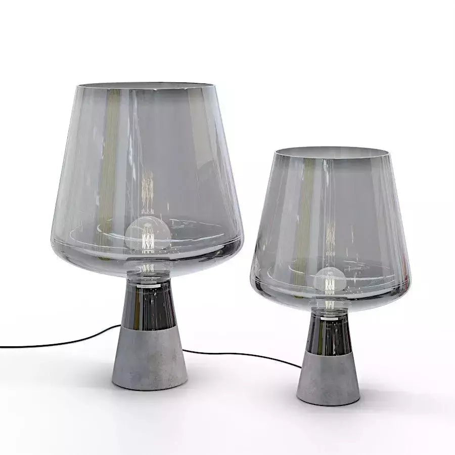 Lampe Art Deco Verre et Béton | Silhouette Urbaine - Designix Lampe de chevet Petite | 20x30cm Gris Fumé