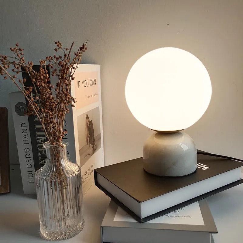 Lampe Boule à Poser Design | Sphère Minérale - Designix Lampe de chevet Blanc Blanc Chaud