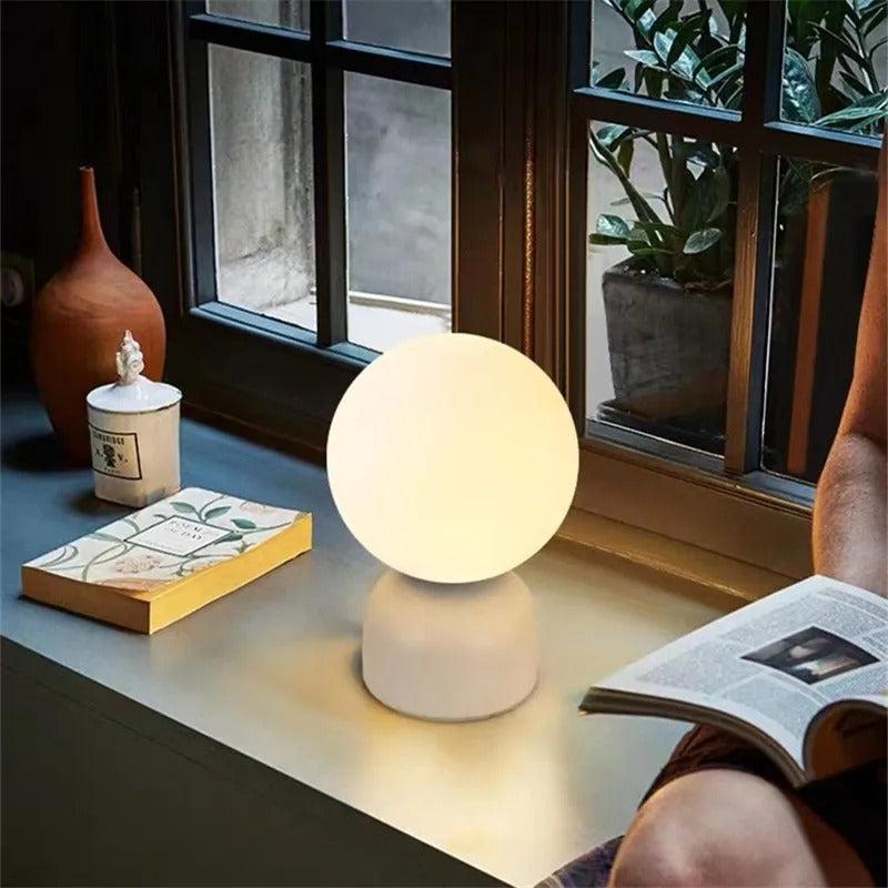Lampe Boule à Poser Design | Sphère Minérale - Designix Lampe de chevet Blanc Blanc Chaud