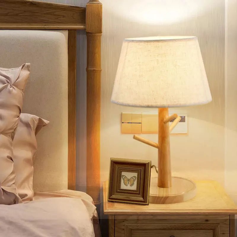 Lampe de Chevet Design Bois | Lueur Nature - Designix Lampe de chevet Blanc Chaud