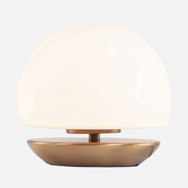Lampe de chevet tactile en verre opale et bronze | Ancilla