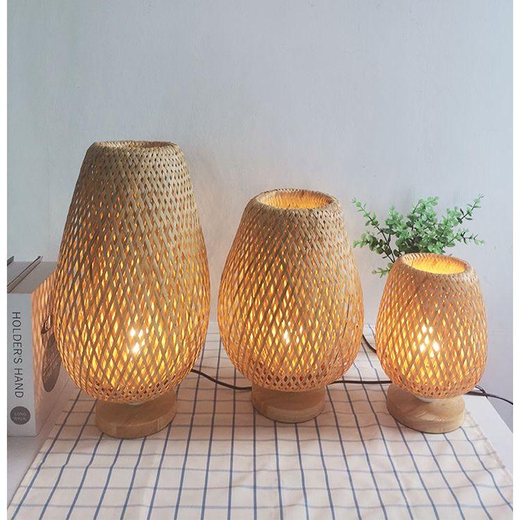 Lampe en Rotin à Poser | Chaleur Tressée - Designix Lampe de chevet 15x21cm