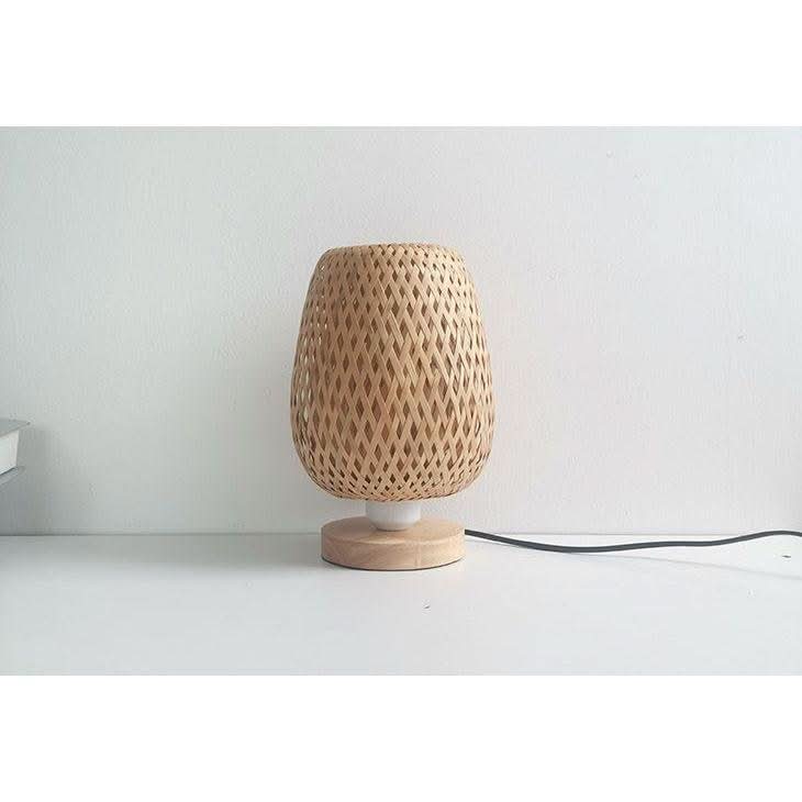 Lampe en Rotin à Poser | Chaleur Tressée - Designix Lampe de chevet 23x33cm