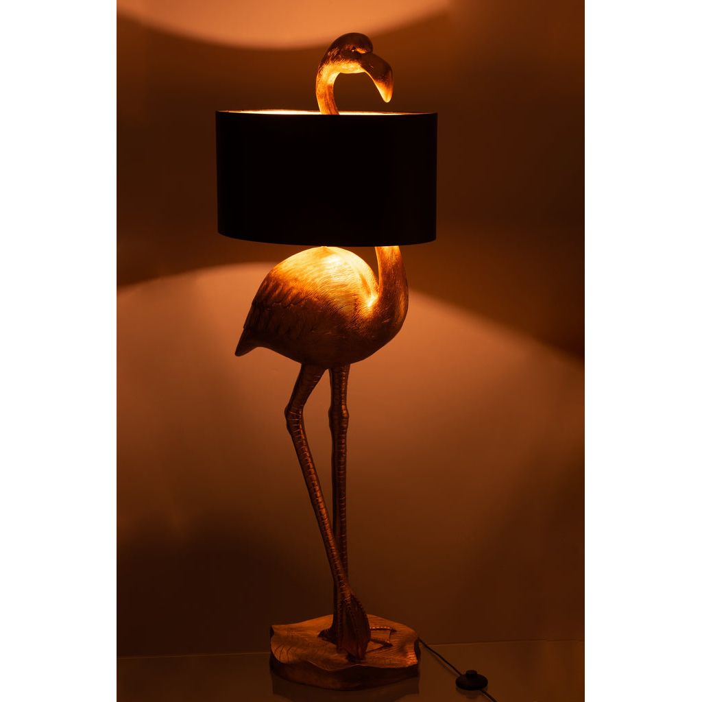 Lampe Flamant Noir Et Or - Designix