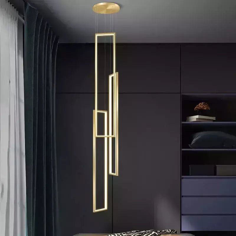 Lampe Plafond Suspendu Rectangulaire | Géométrie Lumineuse - Designix Suspension luminaire 3 Lampes | Noir Télécommande