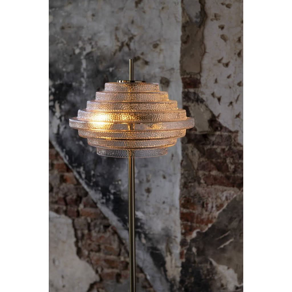 Lampe Sur Pied Dorée Verre Transparent - Designix