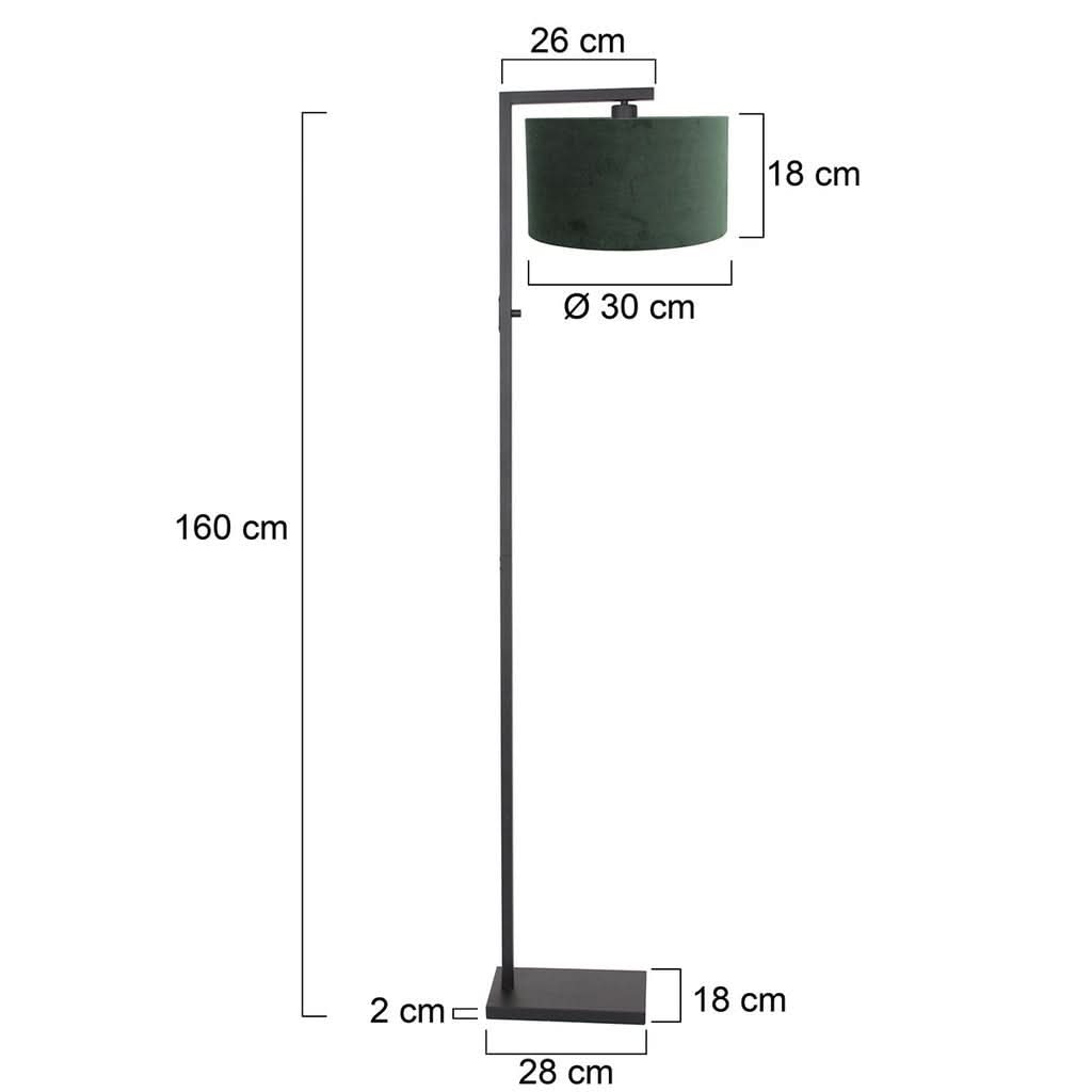 Lampe Sur Pied Noir Velours Vert | Qyla - Designix Abat - jour