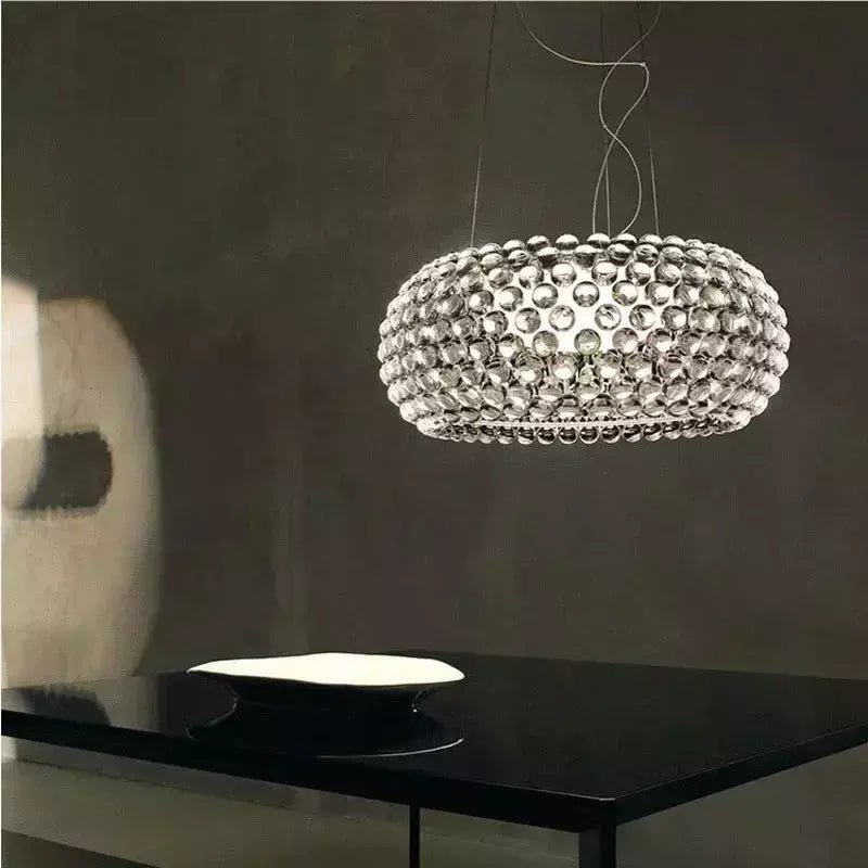 Lampe Suspension Cuisine Verre | Éclat Contemporain - Designix Suspension luminaire Transparent Diamètre 35cm Blanc Froid (6500K)