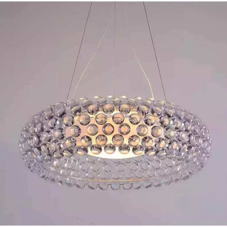 Lampe Suspension Cuisine Verre | Éclat Contemporain - Designix Suspension luminaire Transparent Diamètre 35cm Blanc Froid (6500K)