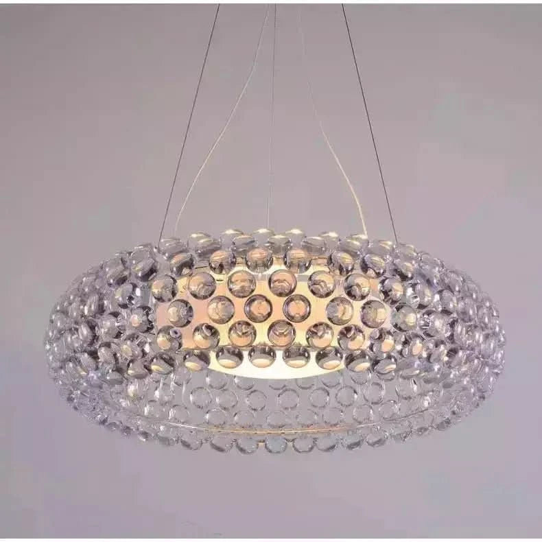 Lampe Suspension Cuisine Verre | Éclat Contemporain - Designix Suspension luminaire Transparent Diamètre 35cm Blanc Froid (6500K)