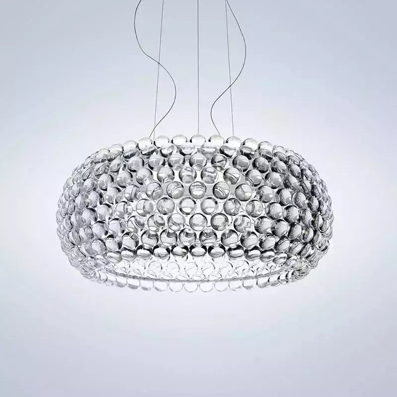 Lampe Suspension Cuisine Verre | Éclat Contemporain - Designix Suspension luminaire Transparent Diamètre 35cm Blanc Froid (6500K)