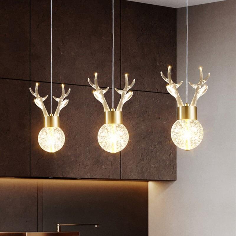 Lampe Suspension Design Cerf | Éclat de Diamant - Designix Suspension luminaire