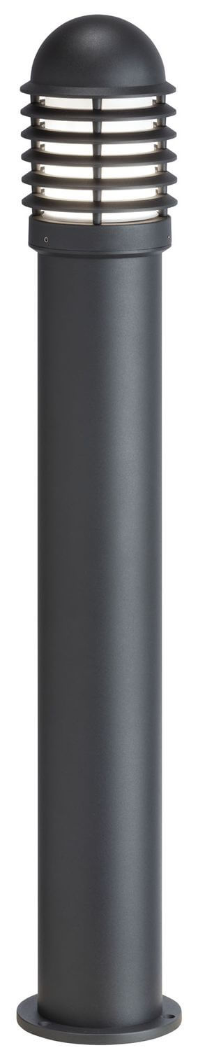 Présentation du luminaire anthracite sur fond blanc, montrant la collerette ajourée et le socle.