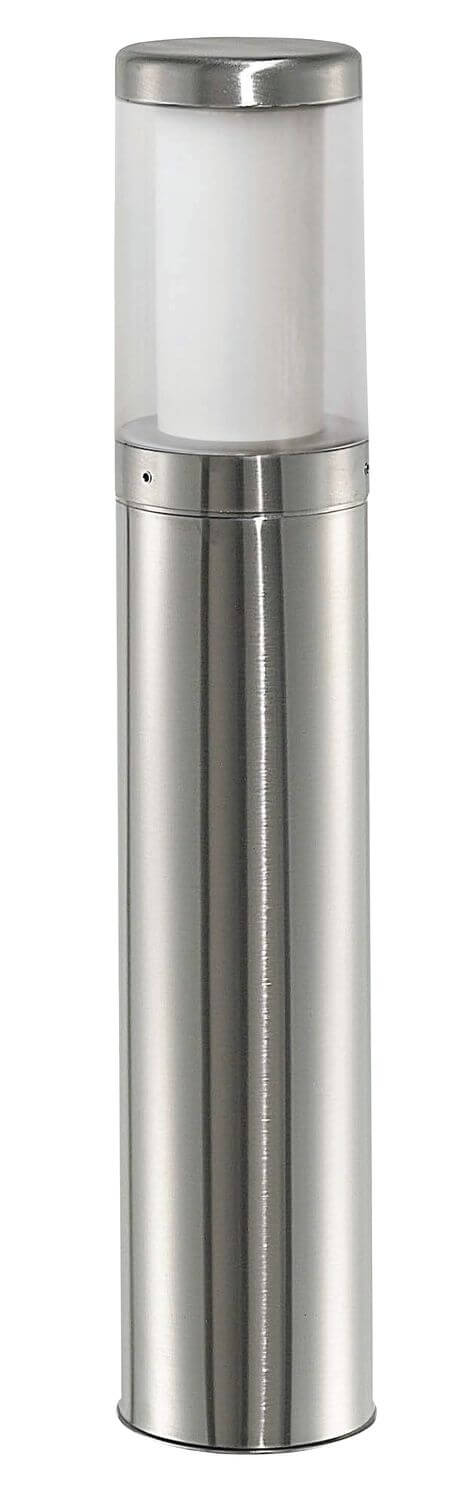 Vue rapprochée du diffuseur opalin et du fût inox brossé de la borne