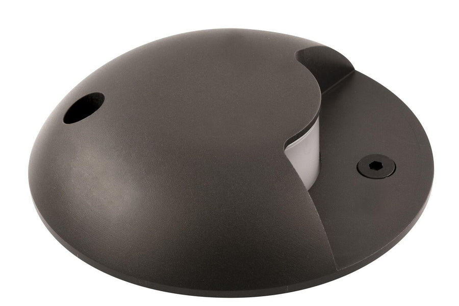 Vue de dessus du luminaire rond anthracite avec diffuseur blanc et vis apparente.
