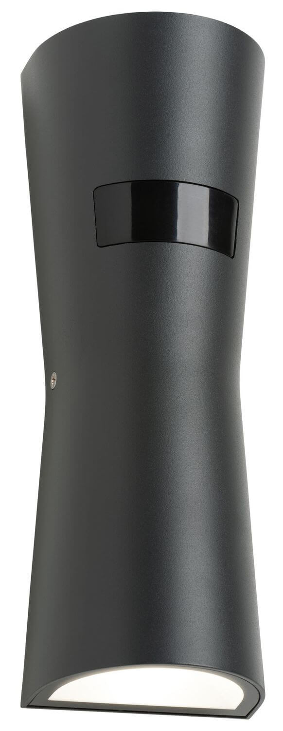 Détail de la finition mate et de la fenêtre noire du luminaire vu de face