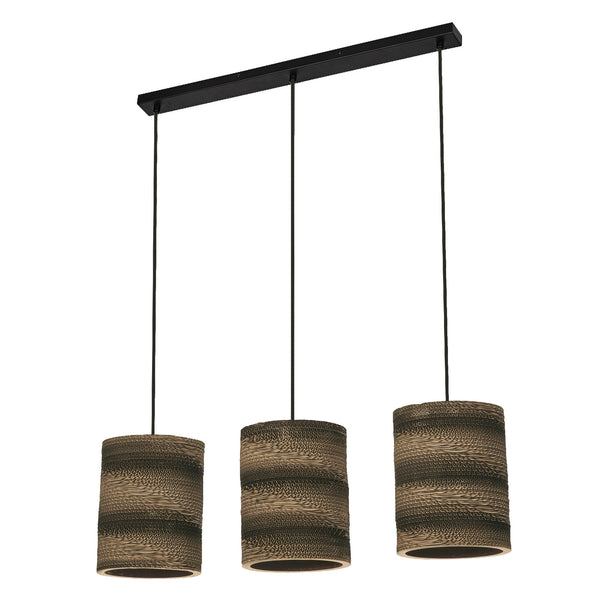 Suspension Cardboard Cylinder marron, 3 lumières