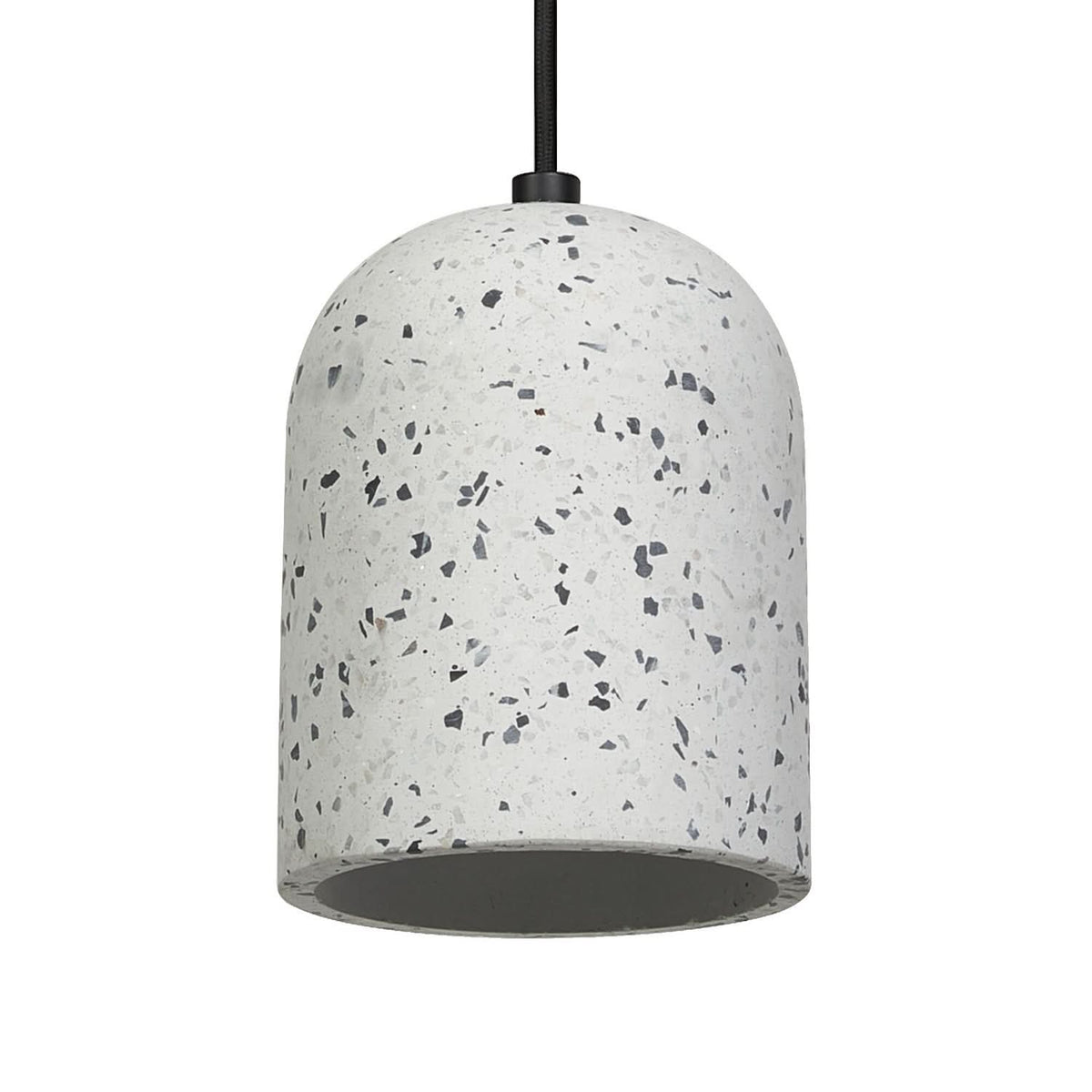 Suspension blanche en terrazzo vue de face sur fond neutre.