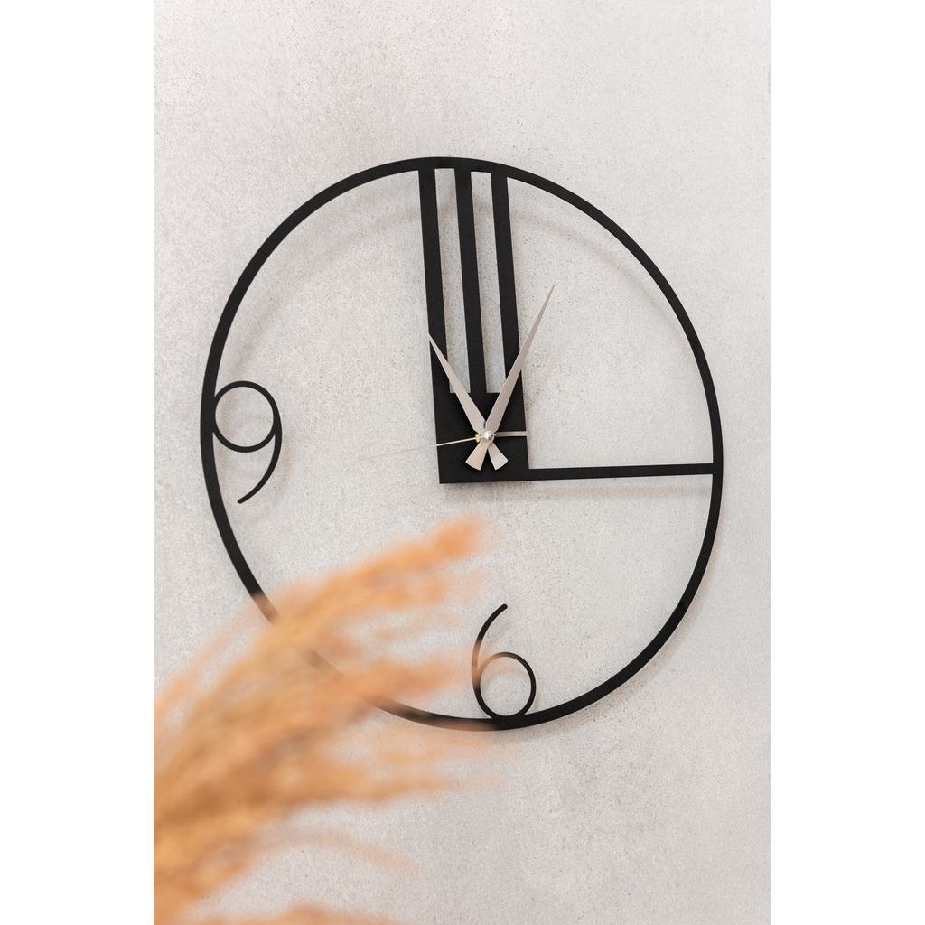 Lignes Horloge Métal Noir - Designix
