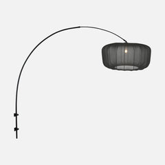 Liseuse murale arc noire, abat-jour tissu Ø60 | Noctis