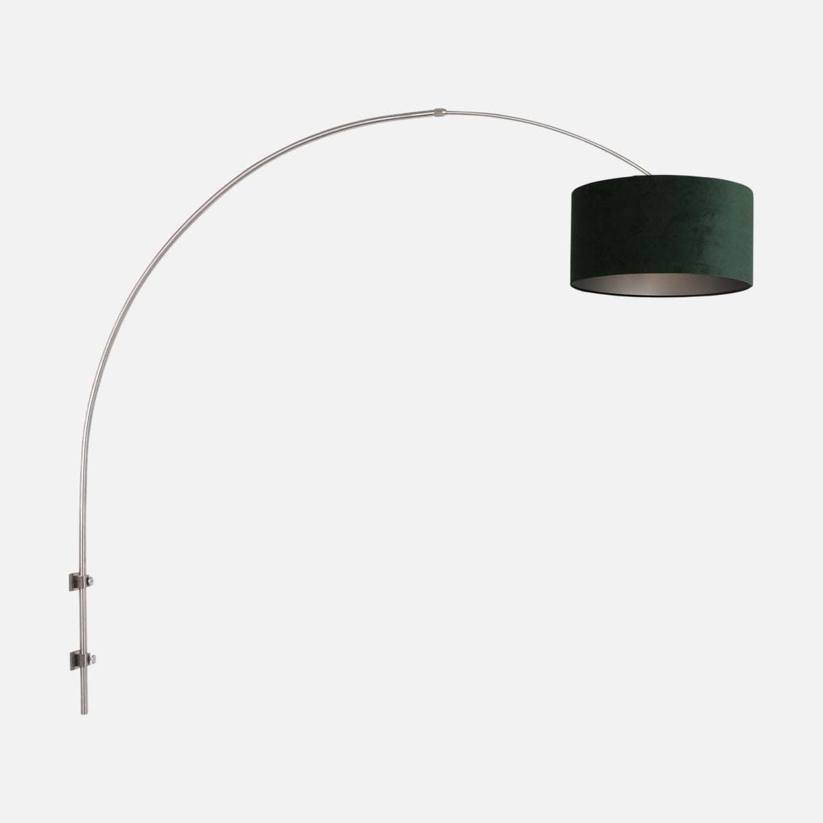 Liseuse murale en arc à abat-jour velours vert Sparkled Light, structure acier brossé réglable – Designix.fr