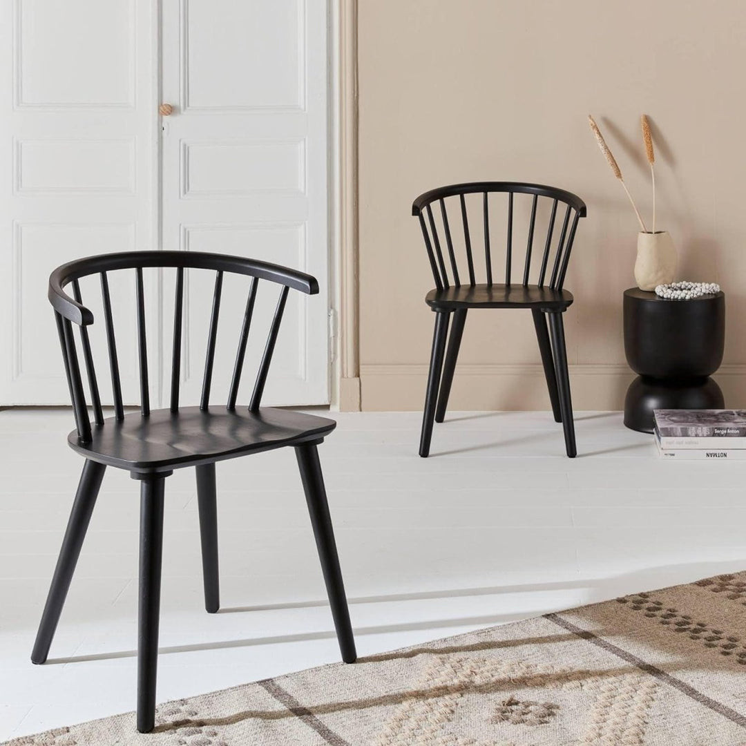 Lot 2 Chaises Bois Noir | Mousse - Designix Chaises