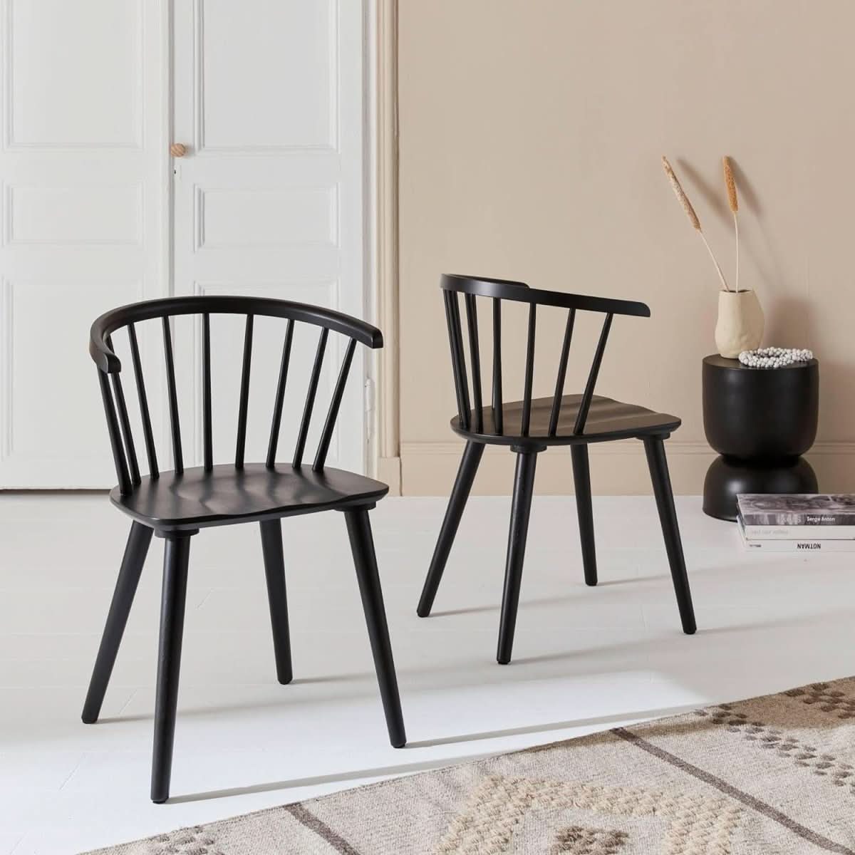 Lot 2 Chaises Bois Noir | Mousse - Designix Chaises