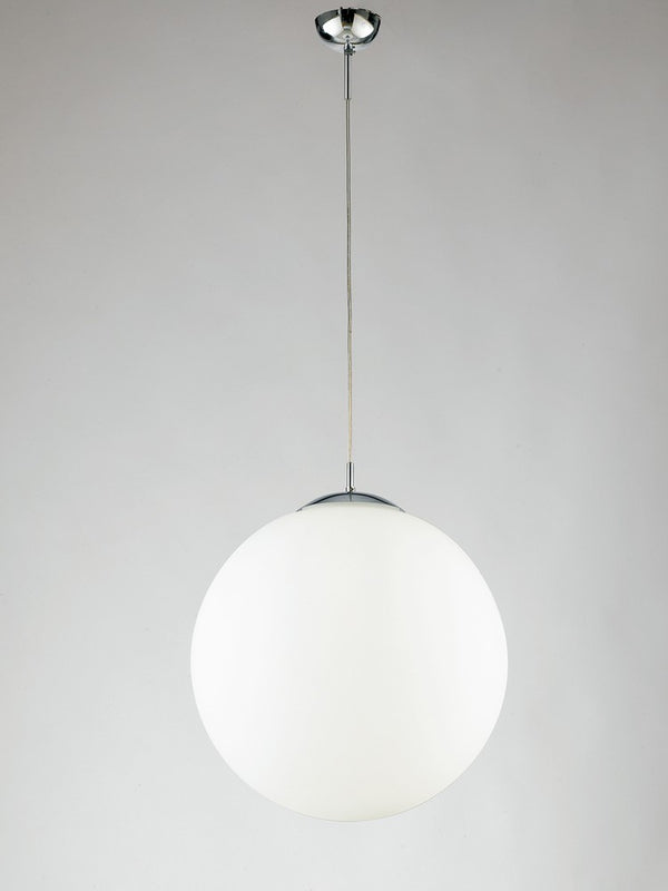 Suspension City blanche, verre, H 48,5 cm