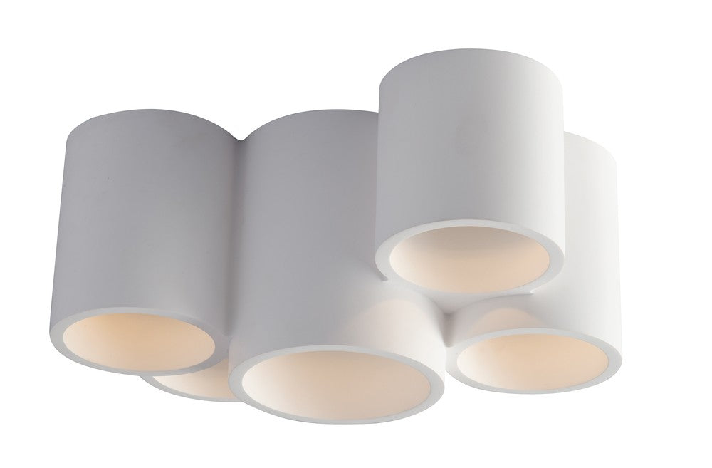 Vue rapprochée des cylindres blancs au bord lumineux, fond neutre